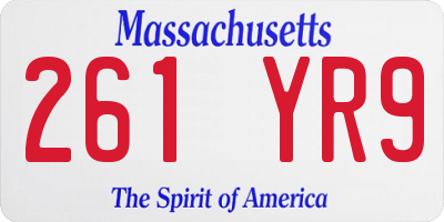 MA license plate 261YR9