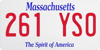 MA license plate 261YS0