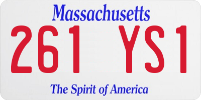 MA license plate 261YS1