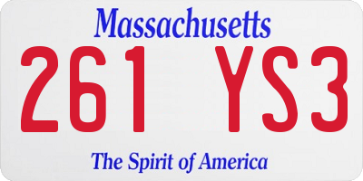 MA license plate 261YS3
