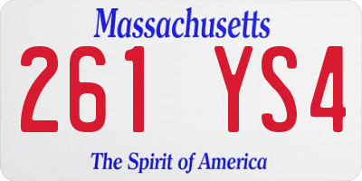 MA license plate 261YS4