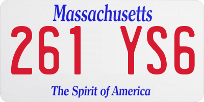 MA license plate 261YS6
