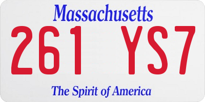 MA license plate 261YS7