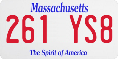 MA license plate 261YS8