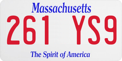 MA license plate 261YS9