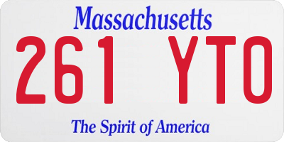 MA license plate 261YT0
