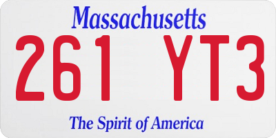 MA license plate 261YT3