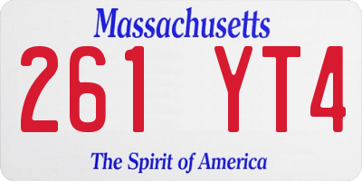 MA license plate 261YT4