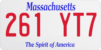 MA license plate 261YT7