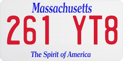 MA license plate 261YT8