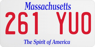 MA license plate 261YU0