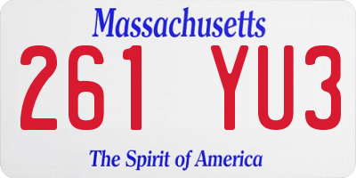 MA license plate 261YU3