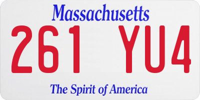 MA license plate 261YU4