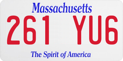 MA license plate 261YU6