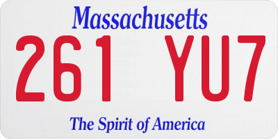 MA license plate 261YU7