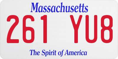 MA license plate 261YU8