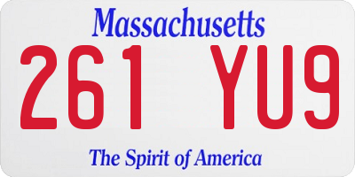 MA license plate 261YU9