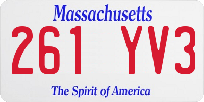 MA license plate 261YV3