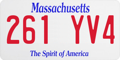 MA license plate 261YV4