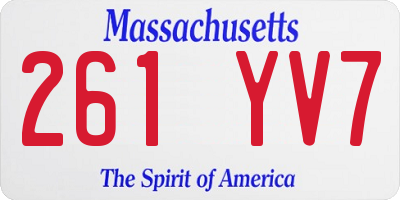 MA license plate 261YV7