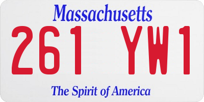 MA license plate 261YW1