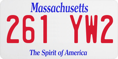MA license plate 261YW2