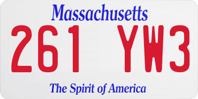 MA license plate 261YW3