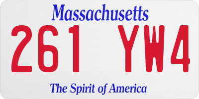 MA license plate 261YW4
