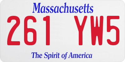 MA license plate 261YW5