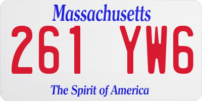 MA license plate 261YW6