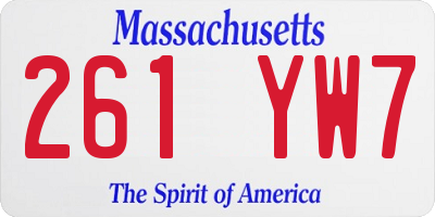 MA license plate 261YW7