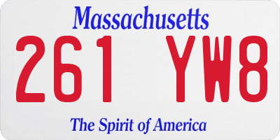 MA license plate 261YW8