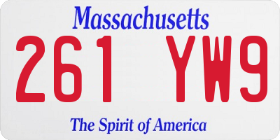 MA license plate 261YW9