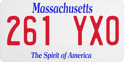 MA license plate 261YX0