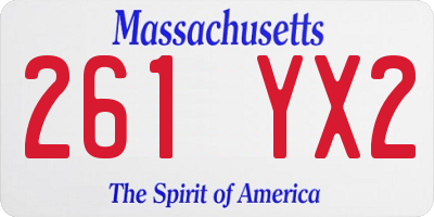MA license plate 261YX2