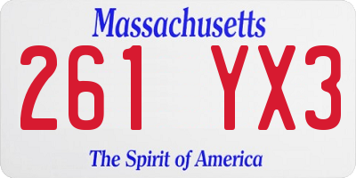 MA license plate 261YX3