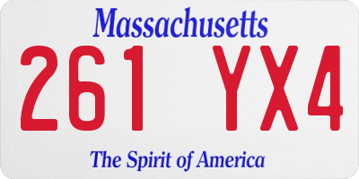 MA license plate 261YX4