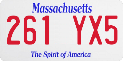 MA license plate 261YX5