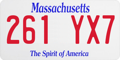 MA license plate 261YX7