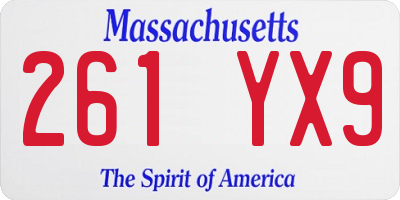 MA license plate 261YX9