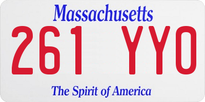 MA license plate 261YY0