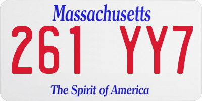 MA license plate 261YY7