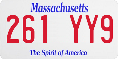 MA license plate 261YY9