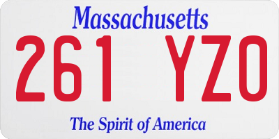 MA license plate 261YZ0