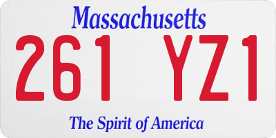 MA license plate 261YZ1