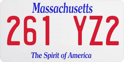 MA license plate 261YZ2