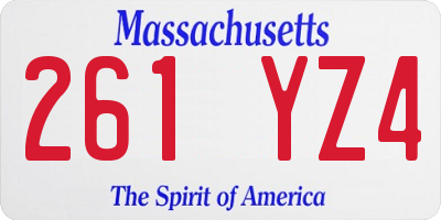 MA license plate 261YZ4