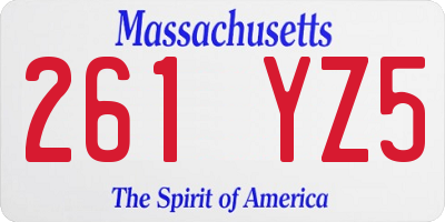 MA license plate 261YZ5