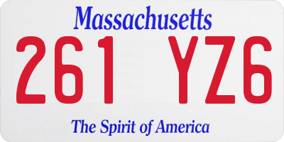 MA license plate 261YZ6