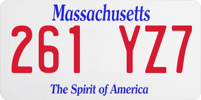 MA license plate 261YZ7